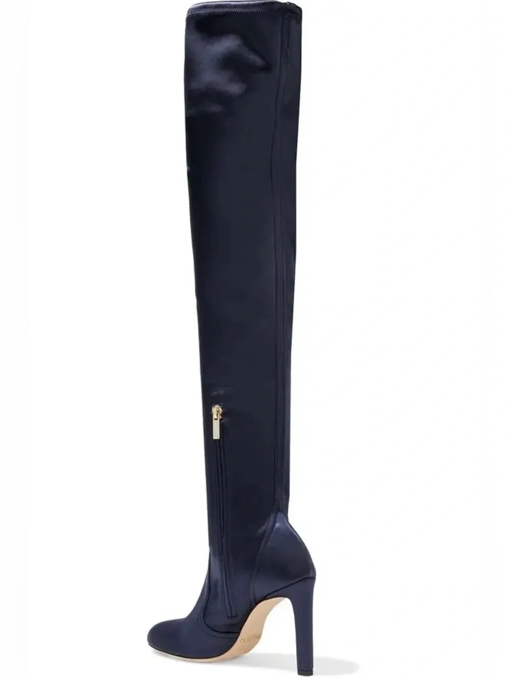 NEW Jimmy Choo Marie 100 Navy Satin Lace Up Over The Knee Boots 35 US 5